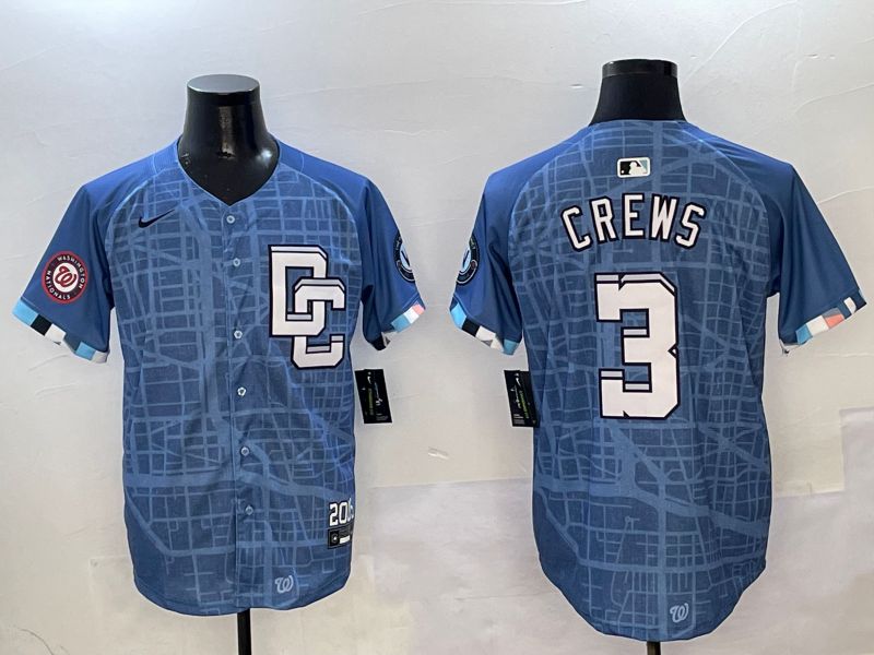 Men Washington Nationals #3 Crews Blue Joint Name Nike 2025 MLB Jersey style 6->washington nationals->MLB Jersey